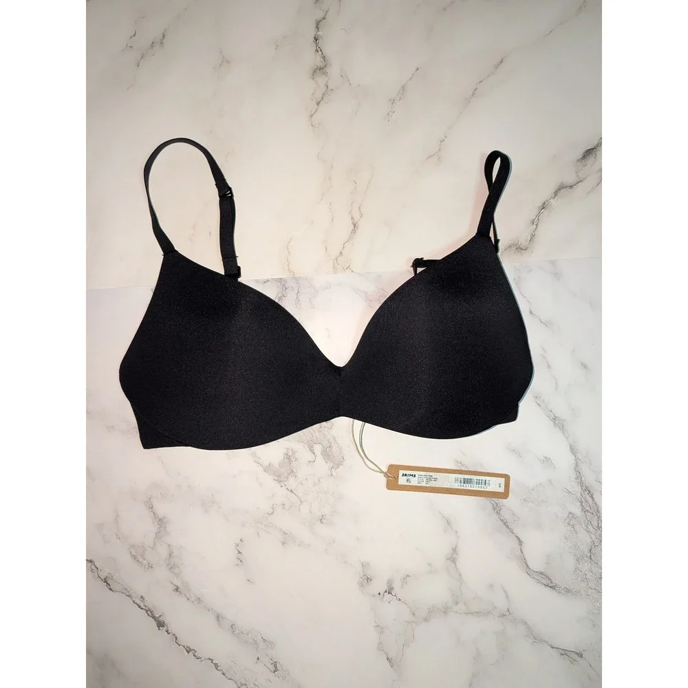SKIMS Wireless Form Push Up Plunge Bra Onyx Black BR-WRL-1891 Size 32C NWT